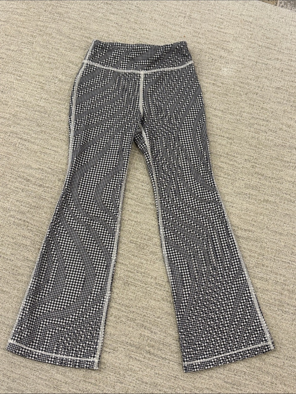 Athleta Black and White Houndstooth Flare Leggings